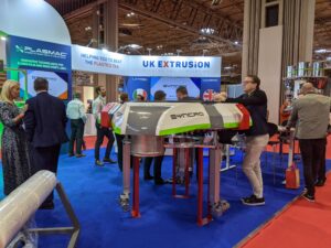 image of the Syncro Typhoon Air Ring on the UK Extrusion stand at Interplas UK 2021