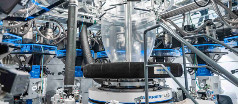 Blown film extrusion line